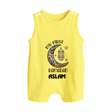 Personalised Ramadan Special Kids Romper Suit - PASTEL YELLOW - 0 - 5 Months Old (Chest 18")