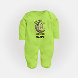 Personalised Ramadan Special Kids Fullbody Suit - LIME GREEN - New Born (Chest 7.5")