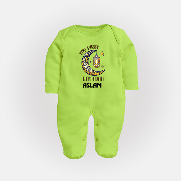 Personalised Ramadan Special Kids Fullbody Suit - LIME GREEN - New Born (Chest 7.5")