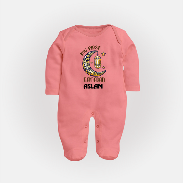 Personalised Ramadan Special Kids Fullbody Suit - PEACH - New Born (Chest 7.5")