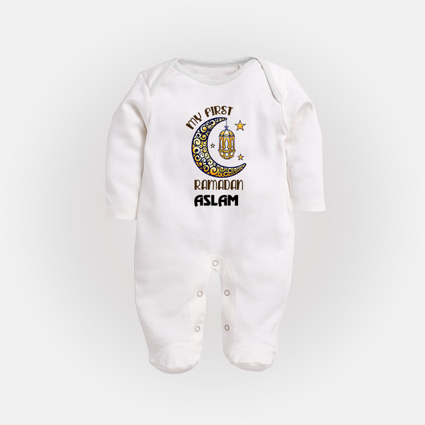 Personalised Ramadan Special Kids Fullbody Suit - WHITE - New Born (Chest 7.5")