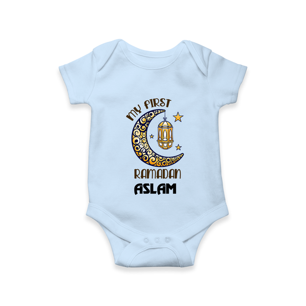 Personalised Ramadan Special Kids Romper - BABY BLUE - New Born (Chest 14")
