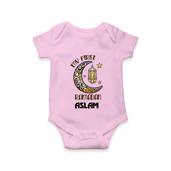 Personalised Ramadan Special Kids Romper - BABY PINK - New Born (Chest 14")