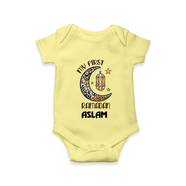 Personalised Ramadan Special Kids Romper - PASTEL YELLOW - New Born (Chest 14")