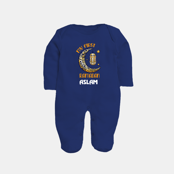 Personalised Ramadan Special Kids Fullbody Suit - NAVY BLUE - New Born (Chest 7.5")