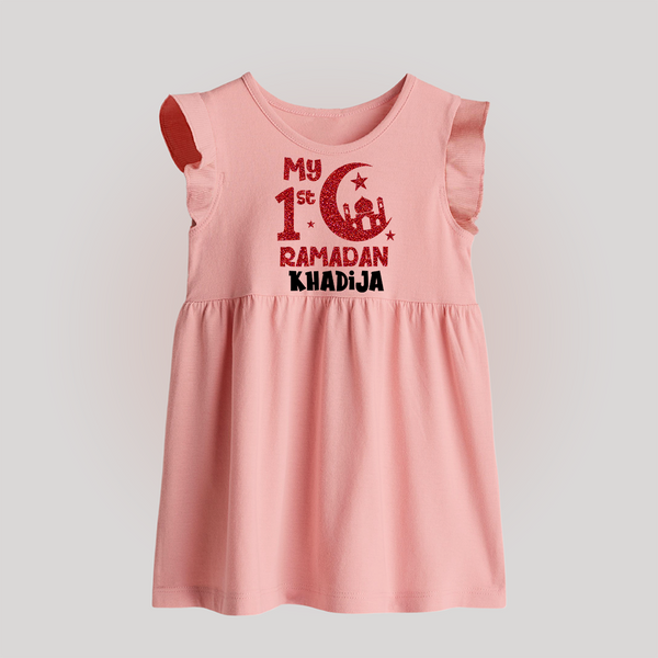 Custom Name My First Ramadan Baby & Kids Baby Frock - BABY PINK - 0 - 3 Months Old (Chest 17")