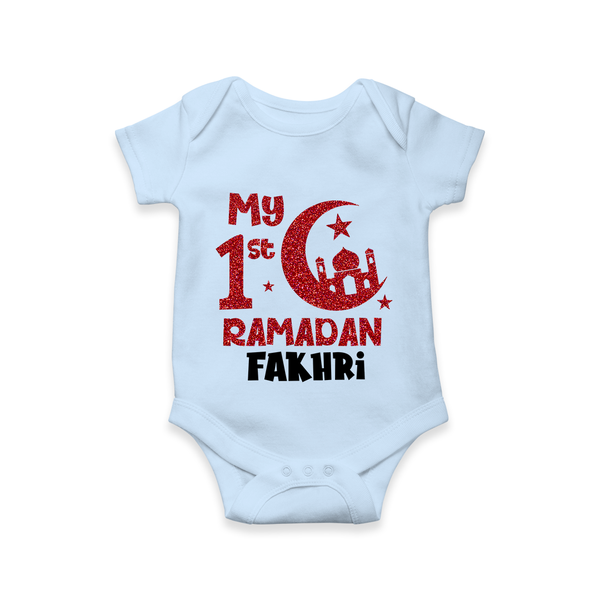 Custom Name My First Ramadan Baby & Kids Romper - BABY BLUE - New Born (Chest 14")