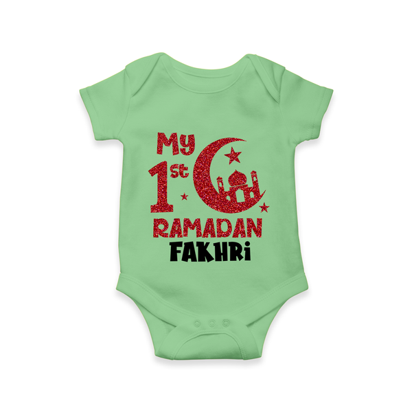 Custom Name My First Ramadan Baby & Kids Romper - GREEN - New Born (Chest 14")