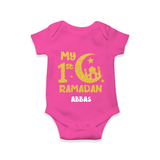 My First Ramadan - Moonlit Memories With Our Customized Romper For Babies With Name - HOT PINK - 0 - 3 Months Old (Chest 16")