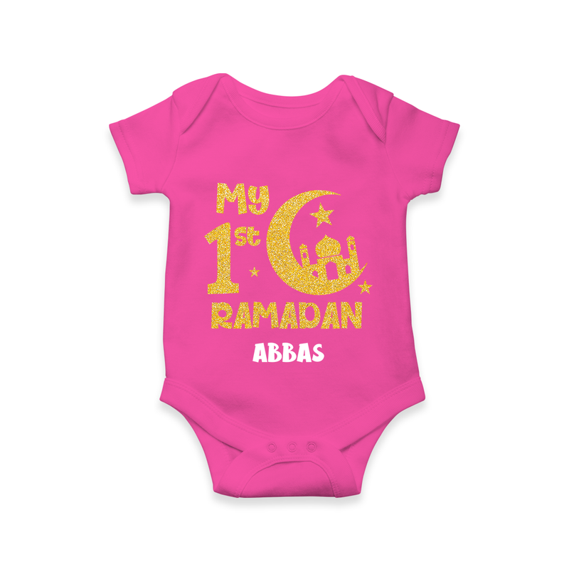 My First Ramadan - Moonlit Memories With Our Customized Romper For Babies With Name - HOT PINK - 0 - 3 Months Old (Chest 16")