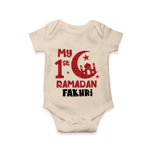 Custom Name My First Ramadan Baby & Kids Romper - IVORY - New Born (Chest 14")