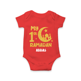 My First Ramadan - Moonlit Memories With Our Customized Romper For Babies With Name - RED - 0 - 3 Months Old (Chest 16")