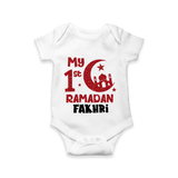 Custom Name My First Ramadan Baby & Kids Romper - WHITE - New Born (Chest 14")