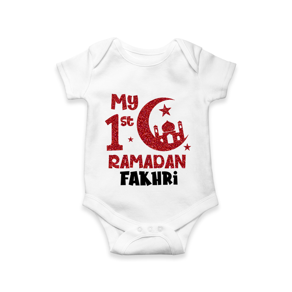 Custom Name My First Ramadan Baby & Kids Romper - WHITE - New Born (Chest 14")