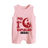 My First Ramadan - Moonlit Memories With Our Customized Romper Suit For Babies With Name - BABY PINK - 0 - 5 Months Old (Chest 18")