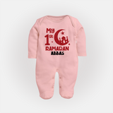 My First Ramadan - Moonlit Memories With Our Customized Sleep Suit For Babies With Name - BABY PINK - New Born (Chest 7.5")