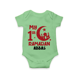 My First Ramadan - Moonlit Memories With Our Customized Romper For Babies With Name - GREEN - 0 - 3 Months Old (Chest 16")