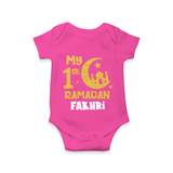 Custom Name My First Ramadan Baby & Kids Romper - HOT PINK - New Born (Chest 14")
