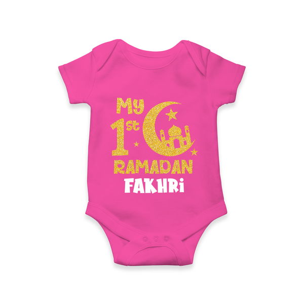 Custom Name My First Ramadan Baby & Kids Romper - HOT PINK - New Born (Chest 14")