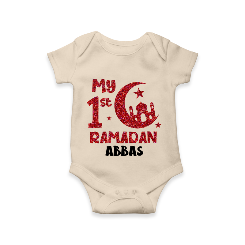 My First Ramadan - Moonlit Memories With Our Customized Romper For Babies With Name - IVORY - 0 - 3 Months Old (Chest 16")