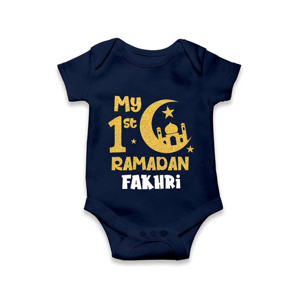 Custom Name My First Ramadan Baby & Kids Romper - NAVY BLUE - New Born (Chest 14")