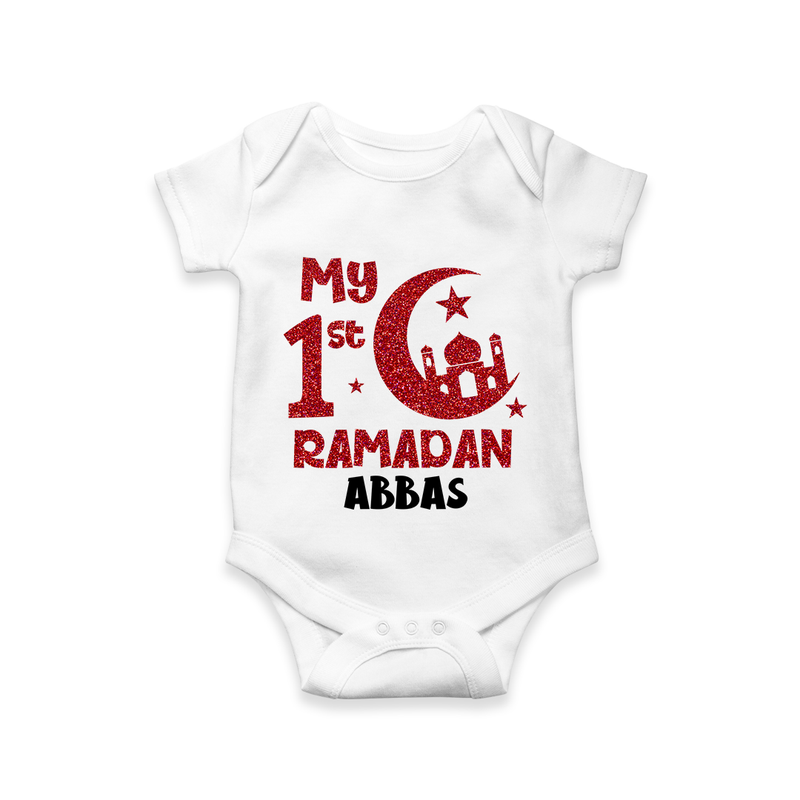 My First Ramadan - Moonlit Memories With Our Customized Romper For Babies With Name - WHITE - 0 - 3 Months Old (Chest 16")