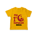 My First Ramadan - Moonlit Memories With Our Customized T-Shirt For Kids With Name - CHROME YELLOW - 0-5 Months Old (Chest 17")