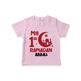 My First Ramadan - Moonlit Memories With Our Customized T-Shirt For Kids With Name - PINK - 0-5 Months Old (Chest 17")