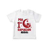 My First Ramadan - Moonlit Memories With Our Customized T-Shirt For Kids With Name - WHITE - 0-5 Months Old (Chest 17")