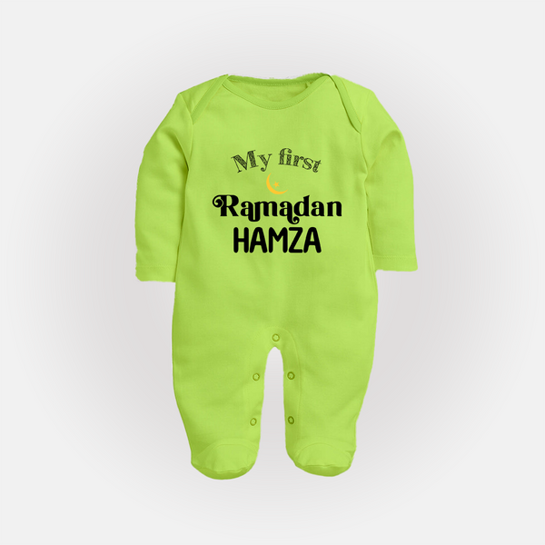 My First Ramadan Celebration Fullbody Suit for Kids - LIME GREEN - New Born (Chest 7.5")
