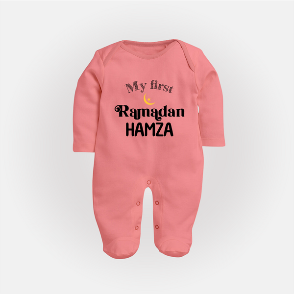 My First Ramadan Celebration Fullbody Suit for Kids - PEACH - New Born (Chest 7.5")