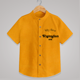 My First Ramadan - Suhoor & Iftar Joy With Our Customized Shirt For Kids With Name - CHROME YELLOW - 0 - 6 Months Old (Chest 23")