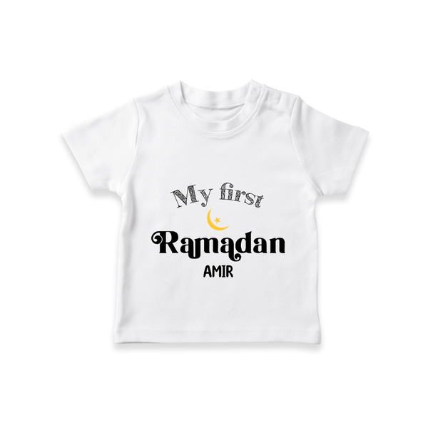 My First Ramadan - Suhoor & Iftar Joy With Our Customized T-Shirt For Kids With Name - WHITE - 0-5 Months Old (Chest 17")