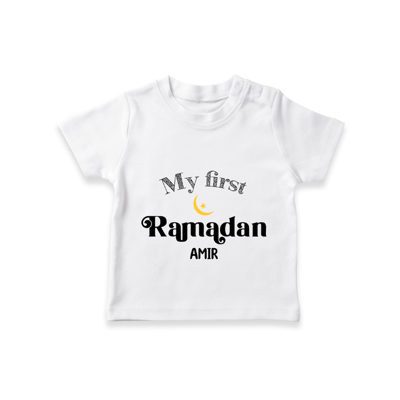 My First Ramadan - Suhoor & Iftar Joy With Our Customized T-Shirt For Kids With Name - WHITE - 0-5 Months Old (Chest 17")