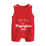 My First Ramadan - Suhoor & Iftar Joy With Our Customized Romper Suit For Babies With Name - RED - 0 - 5 Months Old (Chest 18")