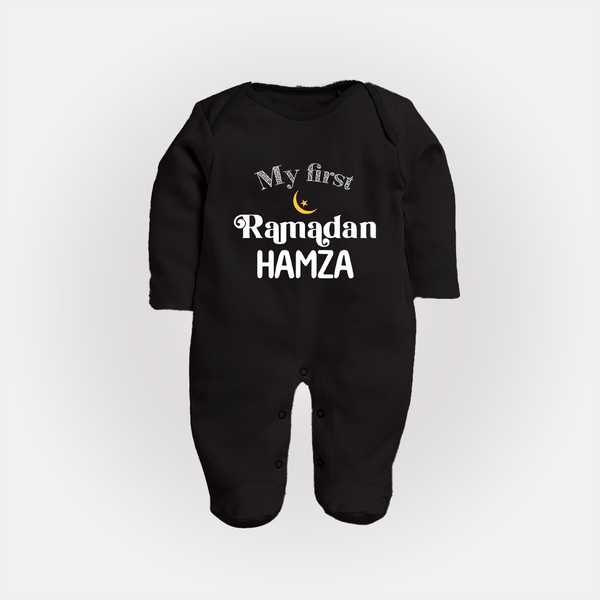 My First Ramadan Celebration Fullbody Suit for Kids - BLACK - New Born (Chest 7.5")