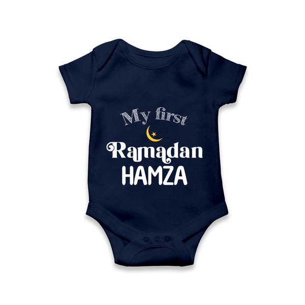 My First Ramadan Celebration Romper for Kids - NAVY BLUE - New Born (Chest 14")