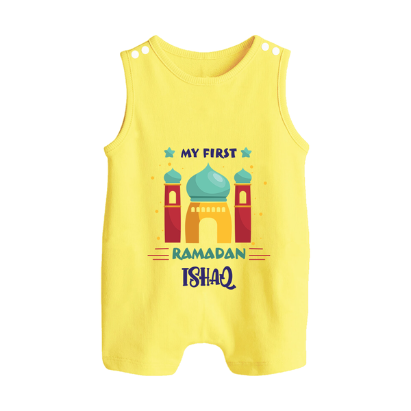 Ramadan Special Personalised Kids Romper Suit with Name - PASTEL YELLOW - 0 - 5 Months Old (Chest 18")