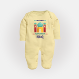 Ramadan Special Personalised Kids Fullbody Suit with Name - PASTEL YELLOW - New Born (Chest 7.5")