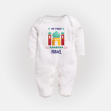 Ramadan Special Personalised Kids Fullbody Suit with Name - WHITE - New Born (Chest 7.5")