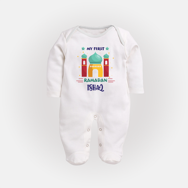 Ramadan Special Personalised Kids Fullbody Suit with Name - WHITE - New Born (Chest 7.5")
