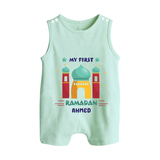 My First Ramadan - A New Beginning With Our Customized Romper Suit For Babies With Name - MINT GREEN - 0 - 5 Months Old (Chest 18")