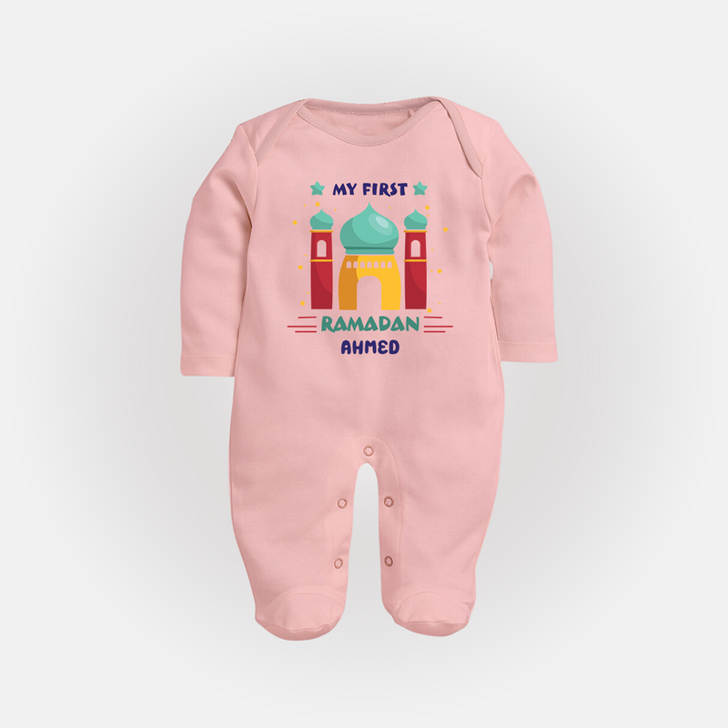 My First Ramadan - A New Beginning With Our Customized Sleep Suit For Babies With Name - BABY PINK - New Born (Chest 7.5")