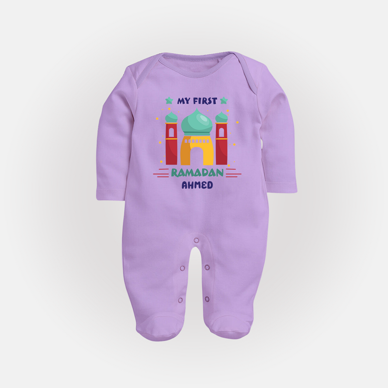 My First Ramadan - A New Beginning With Our Customized Sleep Suit For Babies With Name - LILAC - New Born (Chest 7.5")