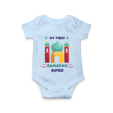 My First Ramadan - A New Beginning With Our Customized Romper For Babies With Name - BABY BLUE - 0 - 3 Months Old (Chest 16")