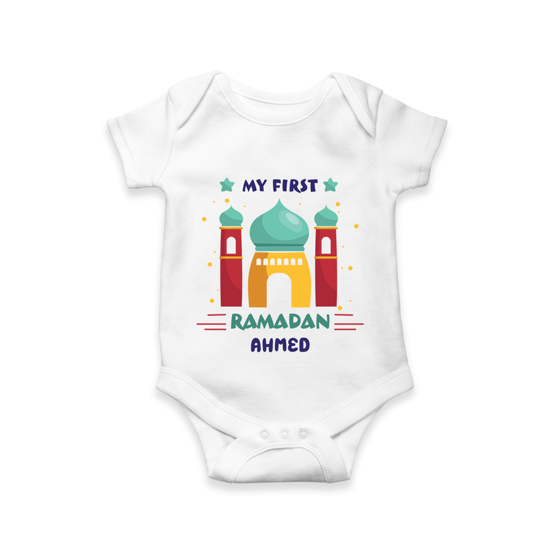 My First Ramadan - A New Beginning With Our Customized Romper For Babies With Name - WHITE - 0 - 3 Months Old (Chest 16")