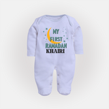 Custom Name My First Ramadan Kids Fullbody Suit - BABY BLUE - New Born (Chest 7.5")
