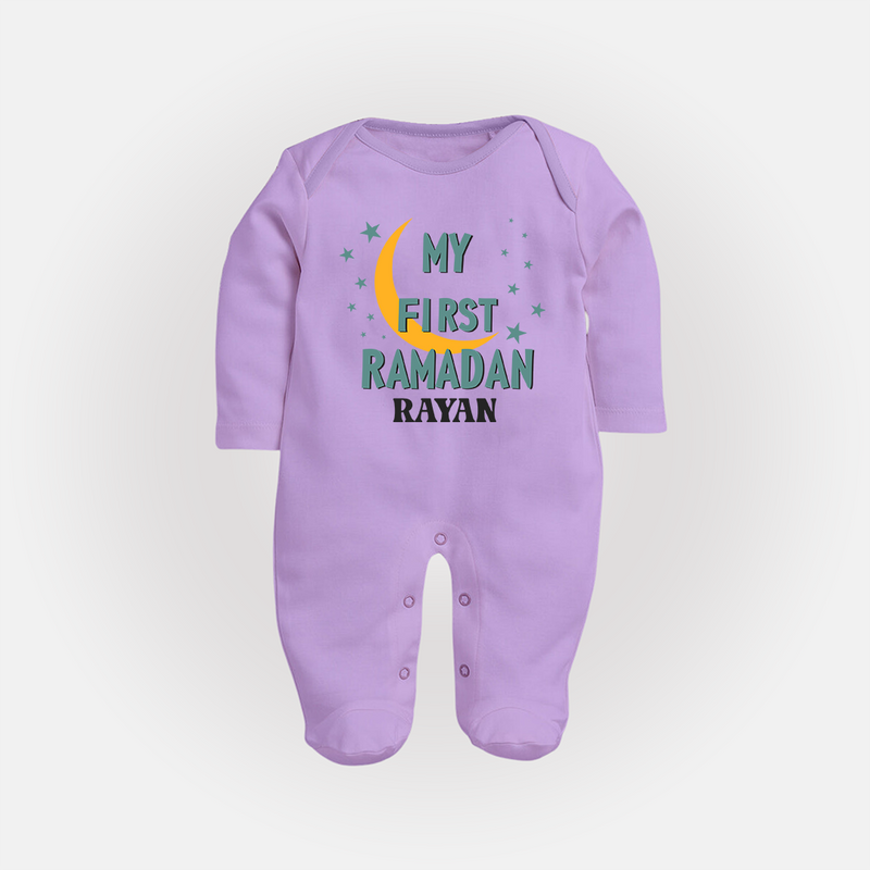 My First Ramadan - Little Hands, Big Prayers With Our Customized Sleep Suit For Babies With Name - LILAC - New Born (Chest 7.5")