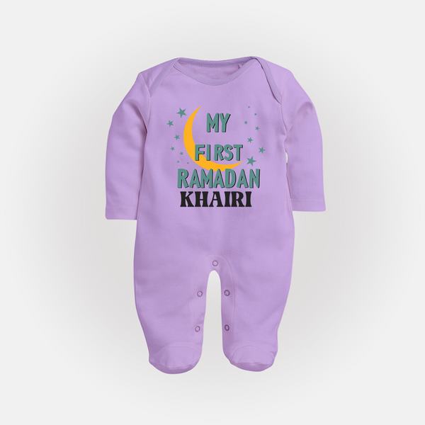 Custom Name My First Ramadan Kids Fullbody Suit - LILAC - New Born (Chest 7.5")