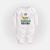Custom Name My First Ramadan Kids Fullbody Suit - WHITE - New Born (Chest 7.5")